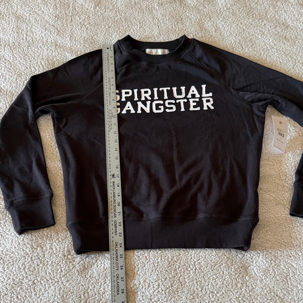 Spiritual Gangster Varsity Old School Black Crewneck with White Lettering Small - Picture 6 of 7